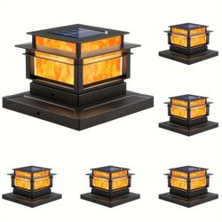 6pcs Solar Column Cover Light, Outdoor Bright LED Solar Fence Deck Light