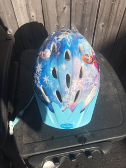 Little girls frozen bike helmet