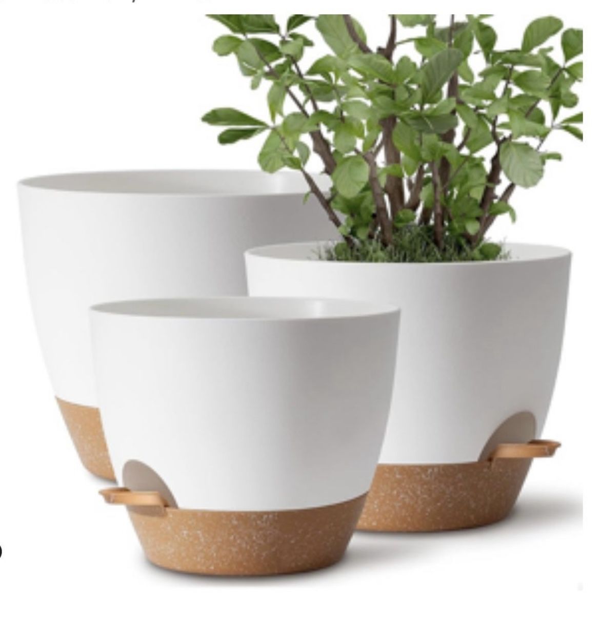 TYMENSH Plant Pots 12/10/9 inch Set of 3, Self Watering Flower Pots Indoor Outdo