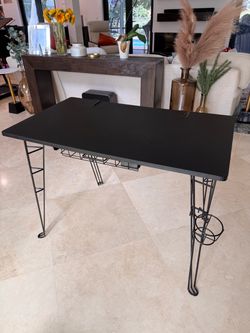 Black Desk with Wire Frame Legs