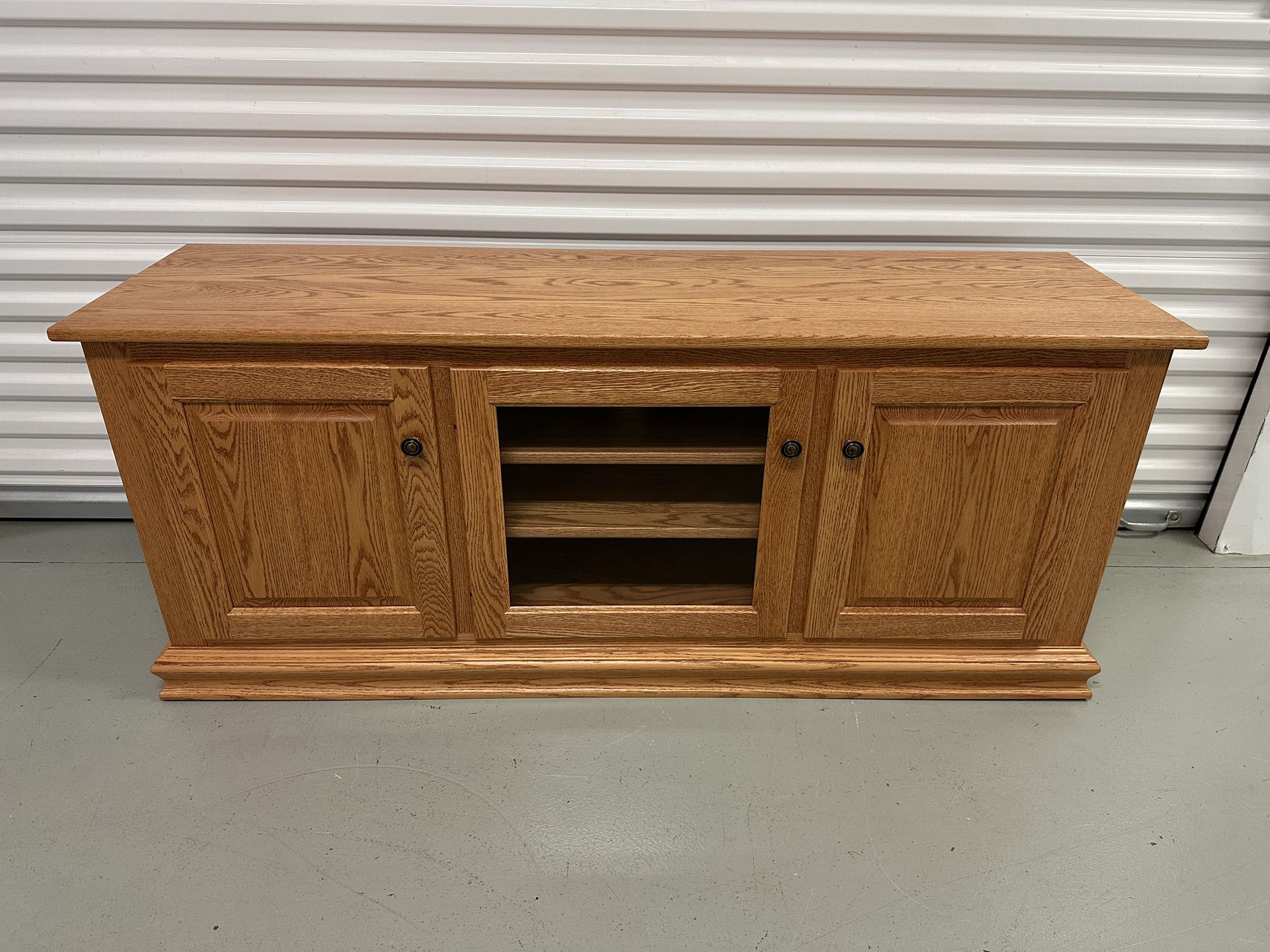 Solid Wood TV Stand Cabinet w/ Adjustable Shelves
