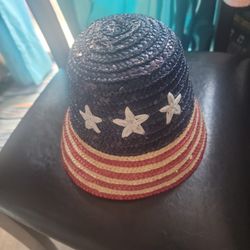 Patriot Blue Red And White Colored Straw Hat