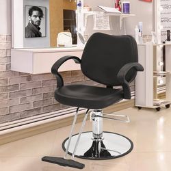 Barber Chair, Salon Chair for Hair Stylist, Extra Thick Seat, Durable Steel Construction, Shampoo Salon Equipment, Black