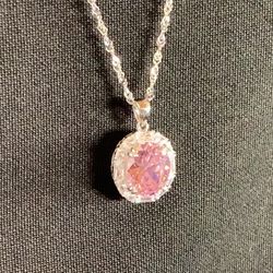 Pink Topaz Pendant  &  Necklace  in Sterling Silver.