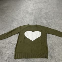 Sweater new army green sweater with heart sweater for women size medium