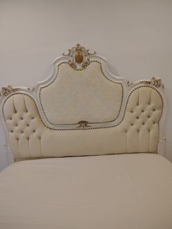 Discounted..Ornate Luxury Antique White & Gold California King Bed Frame