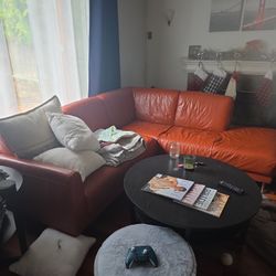Orange Leather Couch
