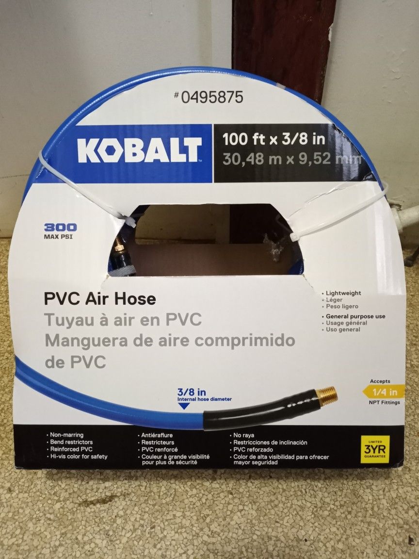 Brand New Kobalt 300 Max PSI 100 Ft X 3/8 Inch PVC Air Hose