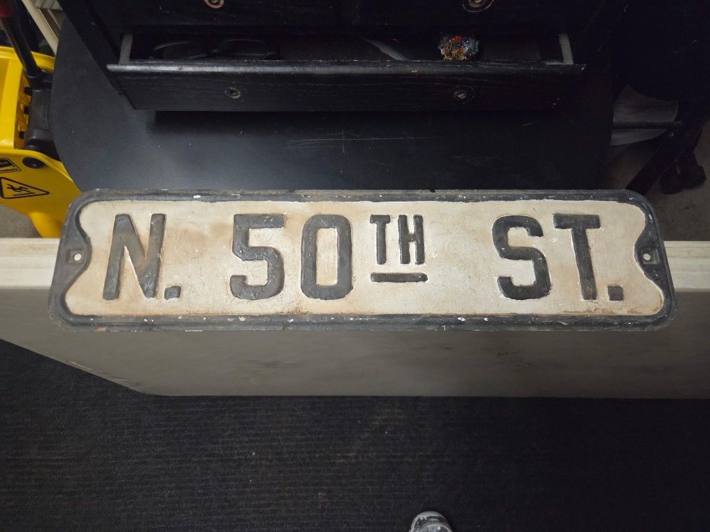 Antique Steel Heavy Street Sign From Phoenix 50th St 