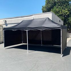 New in box $225 Heavy-Duty Black 10x20 FT Canopy with (4 Sidewalls) Ez Pop Up Outdoor Party Tent w/ Carry Bag