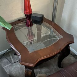 Chairish  glas top end tables (2)