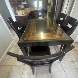 Glass Top Dining Table With 6 Chairs 