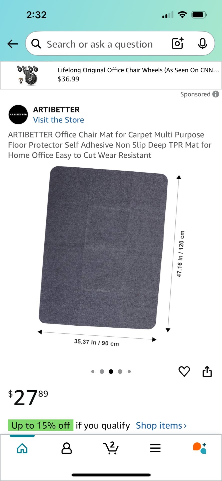 New Chair Mat Lite Gray $8
