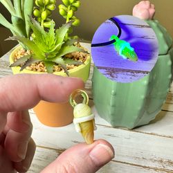 Blown Glass Uranium Ice Cream Cone Pendant Necklace Handmade Lampwork Glass Art