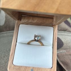 Moissanite Demi Diamond Ring with sapphire 