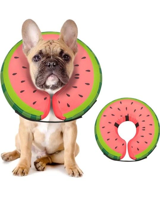 NEW! Dog Inflatable Cone Collar for Pet - Watermelon, Size Med, Neck 11"-14"