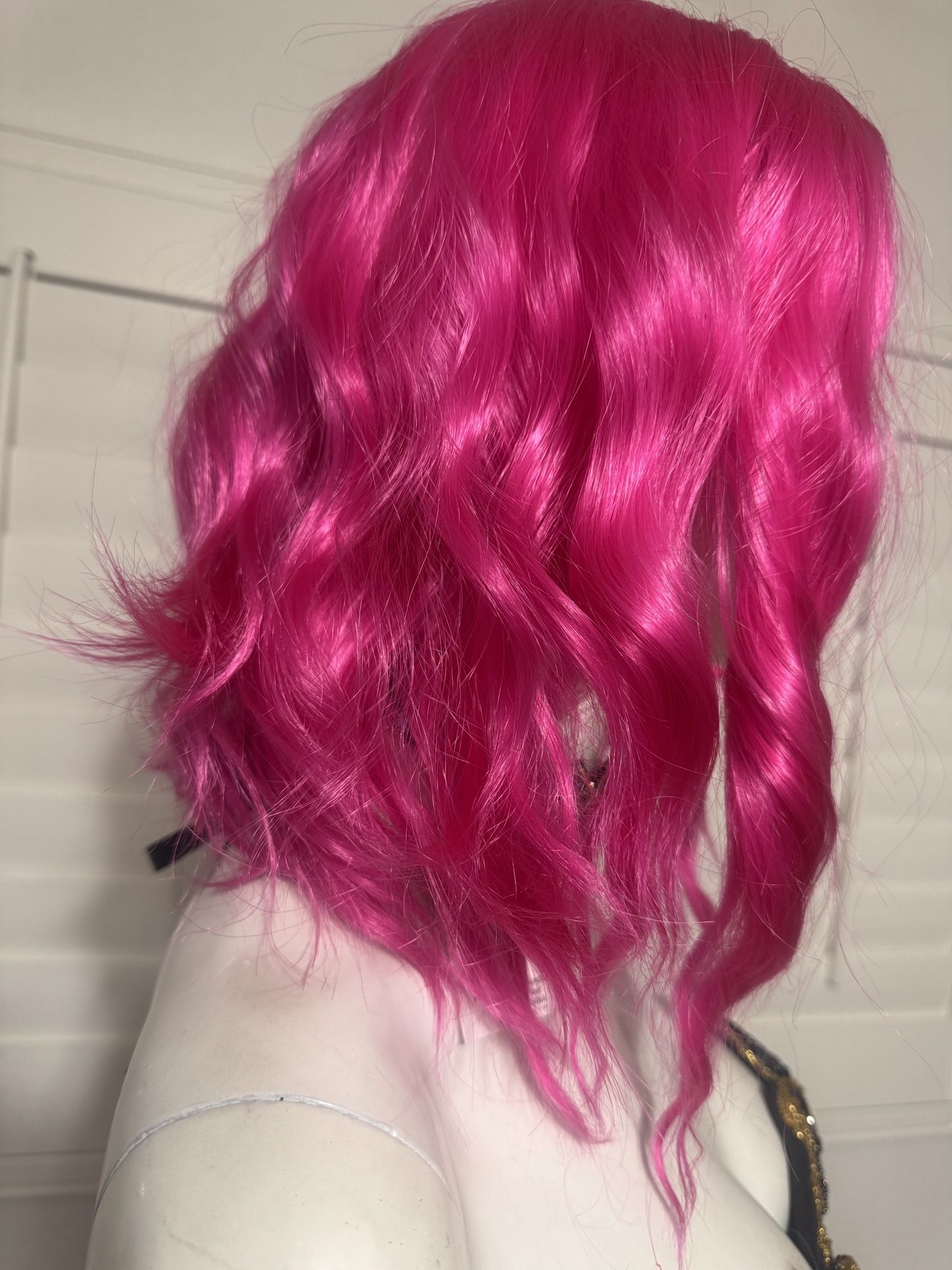 New hot pink wig hair extensions cosplay costume festival rave