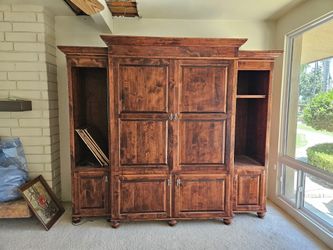 Large Solid Wood Entertainment Center / TV Armoire - 7.5’ W x 8.5’ H