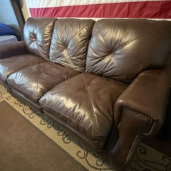 Brown Leather Pull Out Sofa Bed 