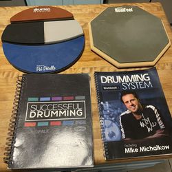 Set Of 2 Drummer Practice Pads And Books