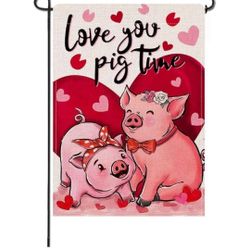 Love You Pig Time Decorative Garden Flag