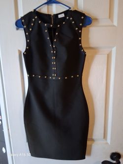 Black LASCANA Embellished Bandage Mini dress Gold Studs, Size xs