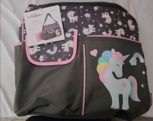 Baby Boom Happy Unicorn Duffle Unisex Diaper Bag - Gray Print, Infant, Toddler