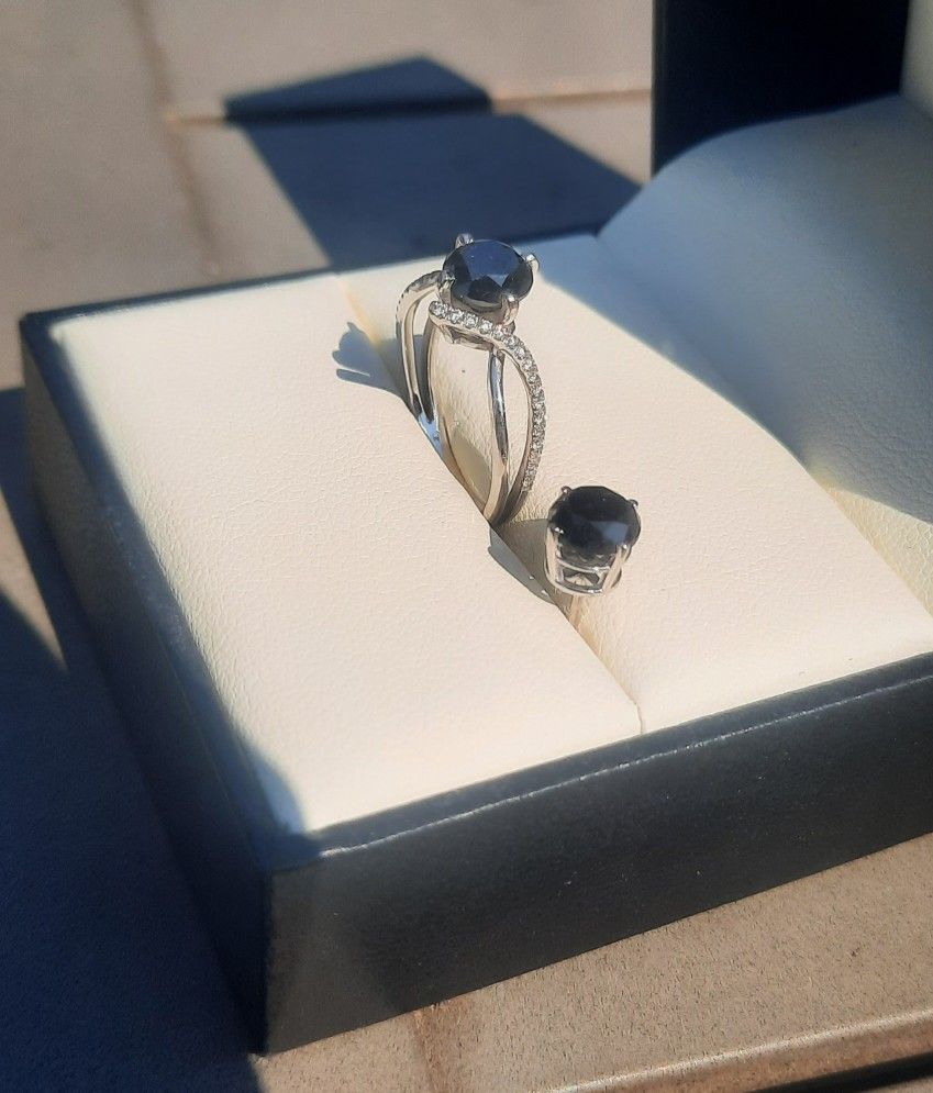 White Gold Black Dimond Engagement Ring