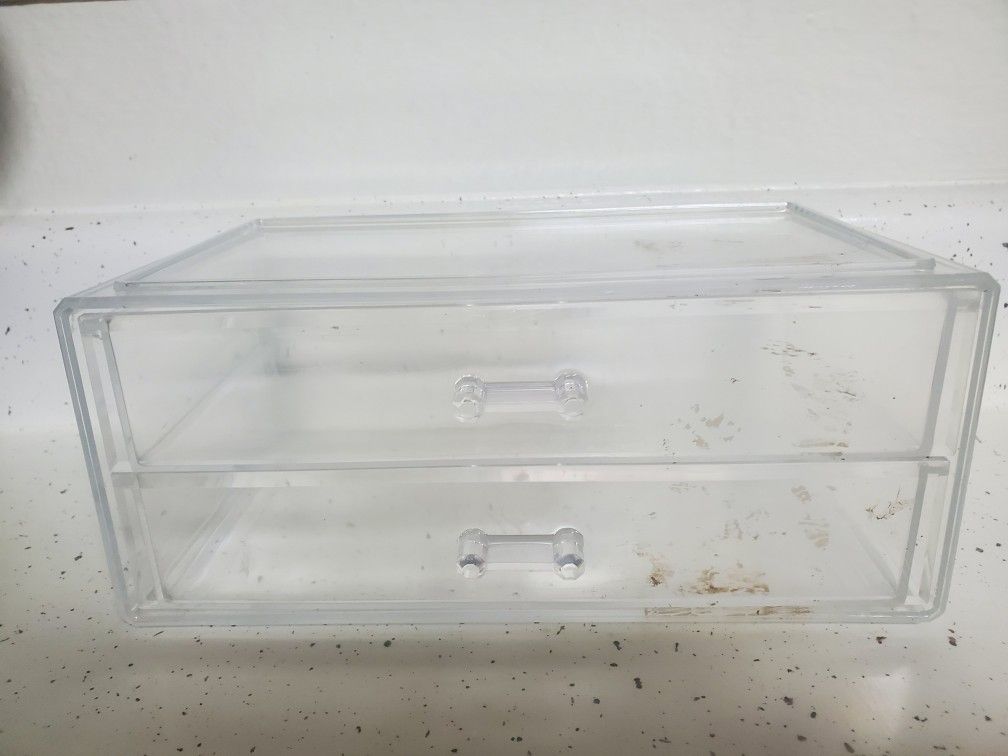 Clear Plastic Two-Drawer Jewelry Box