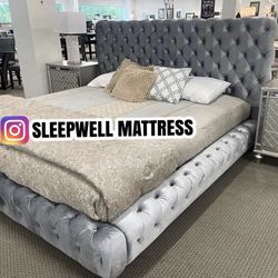 New King Bed Frame With Mattress 