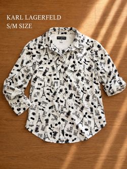 Karl Lagerfeld Paris Printed Button-Up Shirt – Size S/M