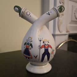 Vintage Fred Roberts Japanese Oil And Vinegar Ceramic Twist Decanter