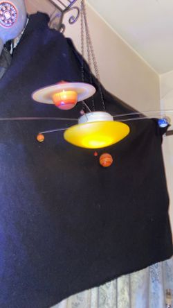 Light up motorized spinning solar system model wi remote
