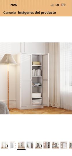 Tall White Two-Door Storage Cabinet