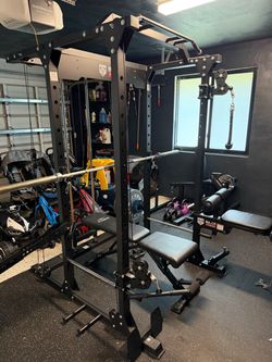 Workout Cage and Leg Extensions Machine with Weights