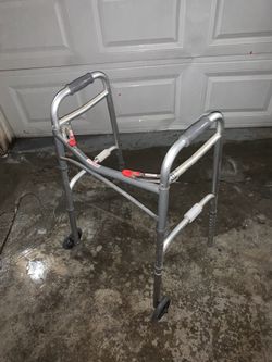 Two-Button Folding Walker With Wheels - Lightweight Rolling