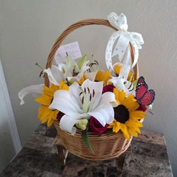 Basket With Sunflowers