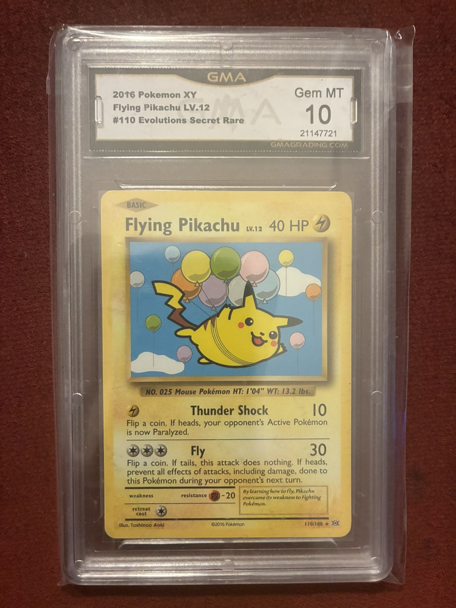 Pokemon TCG Evolutions Flying Pikachu Card GMA 10