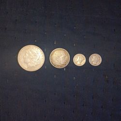 '86 P Morgan, '35 5 Reichs Mark, 43 & 44 Mercury Dime 90% Silver Coins