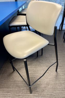 Barstools Lt. Grey Leather Seat & Back on Black Frame