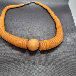 Natural Wooden Beaded Necklace 