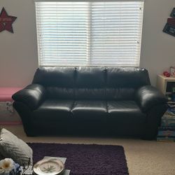 Black Faux Leather Couch 