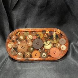 Handmade Brown Button Resin Tray