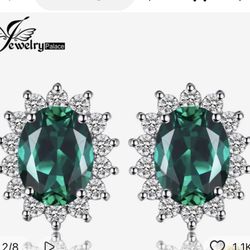 925 sterling silver emerald stud earrings [EAR-15]