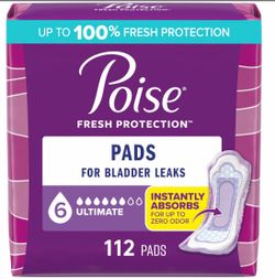 Poise Pads, 6 Drop Ultimate Absorbency, 112 Count