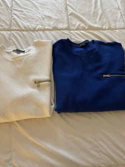 International Concepts Ribbed Sweaters White Blue/Purple Size Medium