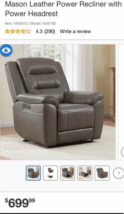 Mason Leather Power Recliner with Power Headrest