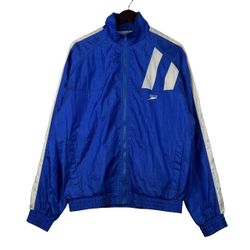 Vintage SPEEDO Jacket 1990s Jacket Blue White Colorbock Windbreaker SZ LARGE 