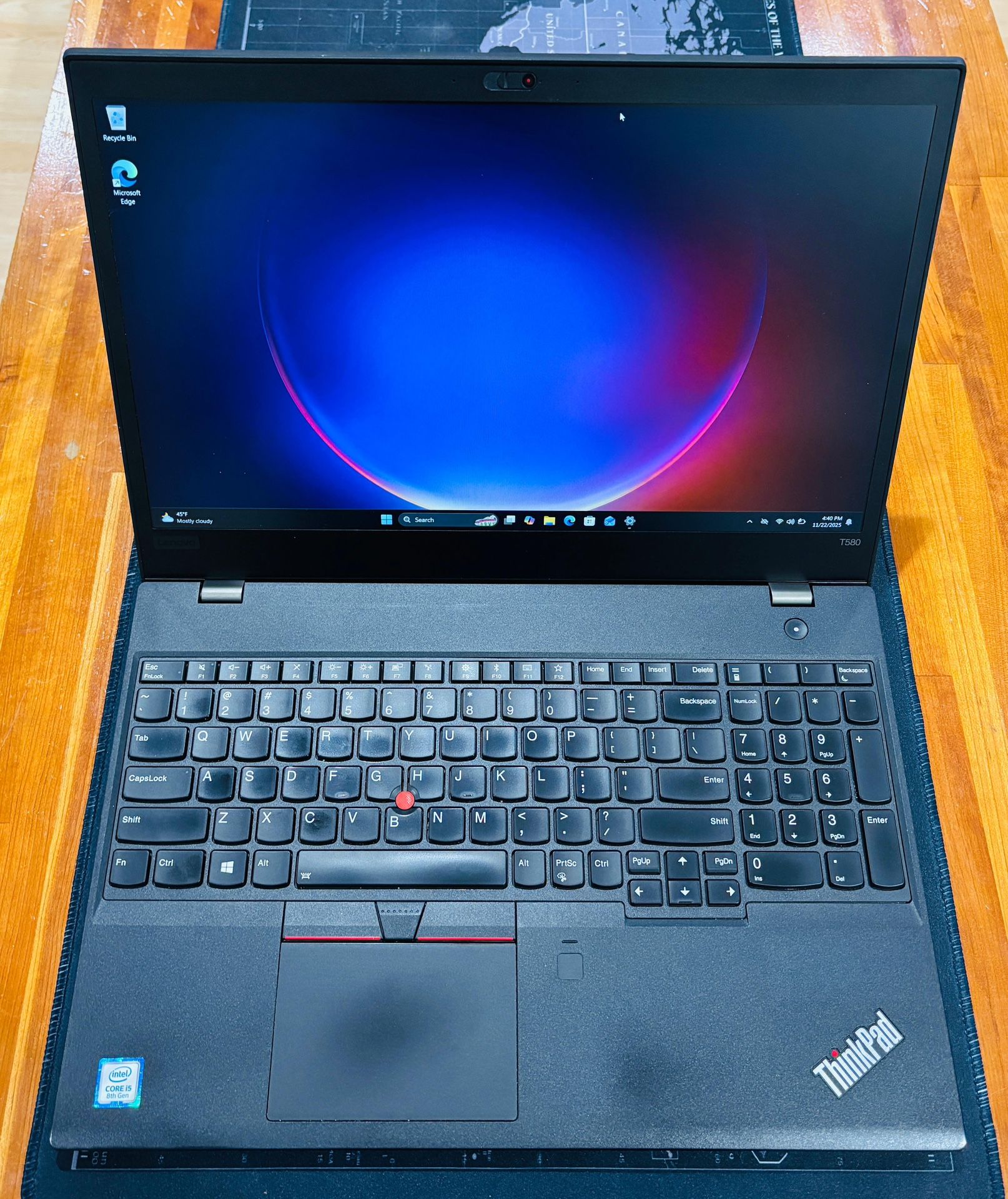 Lenovo T580 ThinkPad 15.6” Core i5-8250u 1.80Ghz 16GB ram 500GB SSD Windows 11