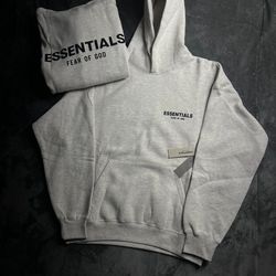 FEAR OF GOD ESSENTIALS LIGHT OAT HOODIE MEDIUM M FLEECE PULLOVER